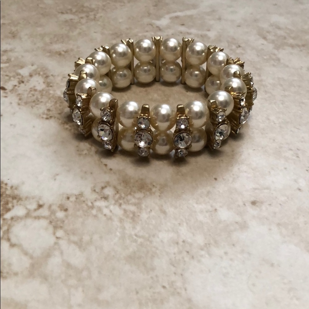 J. Crew Pearl and Crystal elastic bracelet